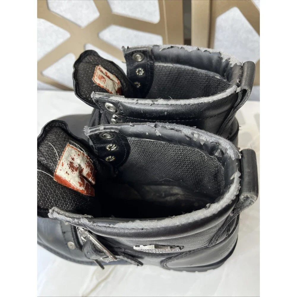 vtg harley davidson Black Leather Moto Boots Uk 7.5 Eu 41 Men Us 8.5 Women 10
